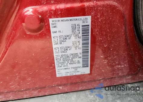 2016 Nissan Rogue S из США, поврежденный, VIN 5N1AT2MM9GC760095